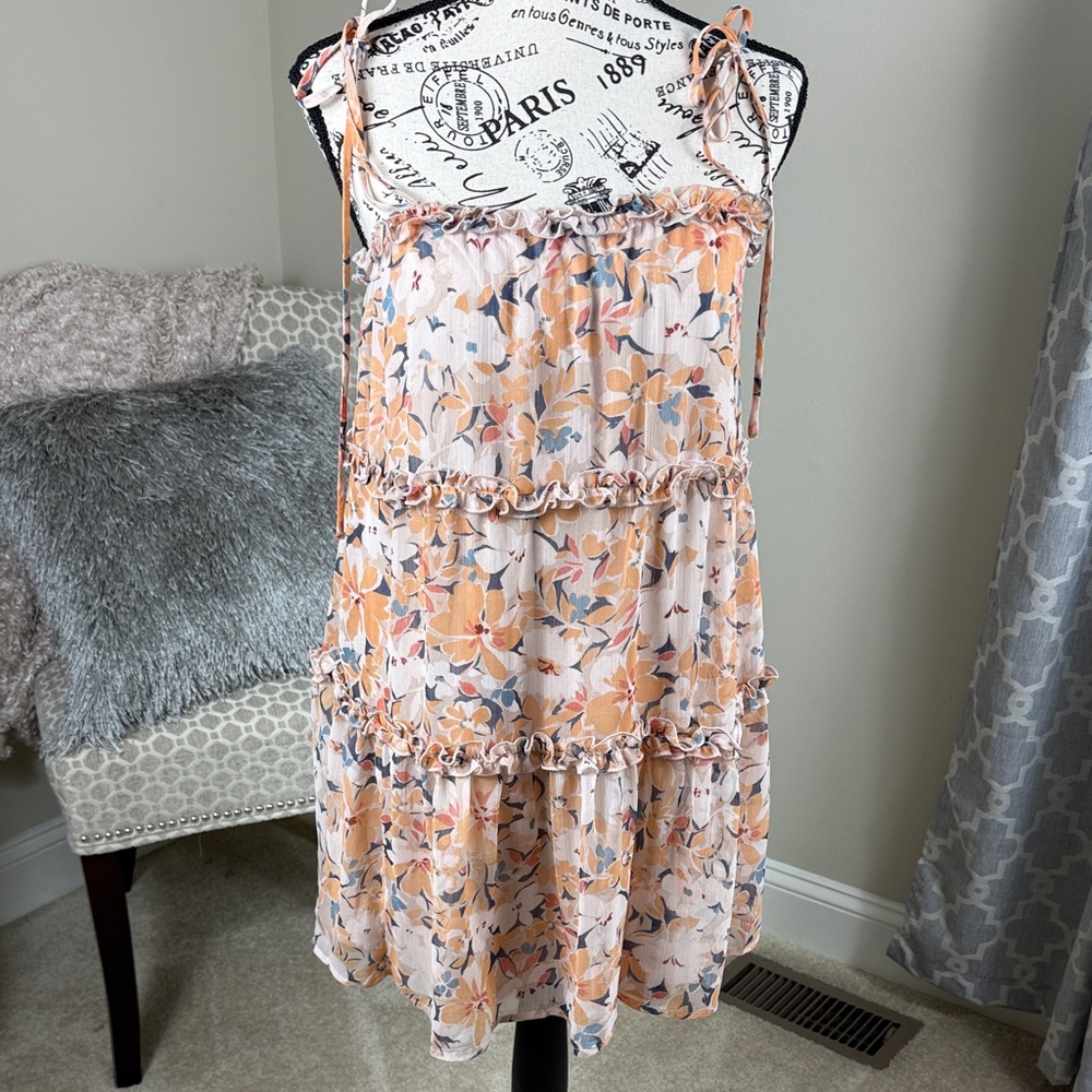 Lush Floral Tiered Sleeveless Dress
